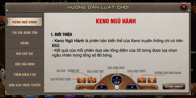 Tuyệt Chiêu Chinh Phục Keno Ngũ Hành Tại B52 Club Nhận Thưởng Lớn Hàng Ngày