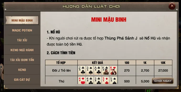 Minigame Mini Mậu Binh Tại B52 Club Trải Nghiệm Đấu Trí Tốc Độ Đỉnh Cao