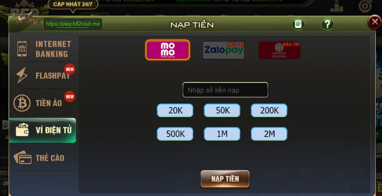 Nạp Tiền B52 Club Hướng Dẫn Giao Dịch Nạp Vốn Nhanh Chóng Uy Tín Nhất