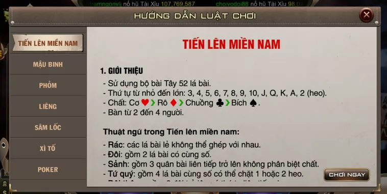Tiến Lên Miền Nam Tại B52 Club Sân Chơi Bài Lá Đỉnh Cao Đẳng Cấp