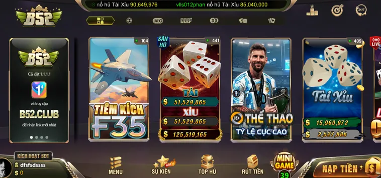 Cổng game B52 Club bom tấn đổi thưởng xanh chín, sở hữu tỷ lệ ăn cược 98% mang lại cơ hội làm giàu siêu tốc với hàng loạt khuyến mãi ngập tràn.