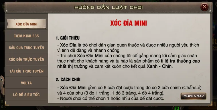 Minigame Xóc Dĩa Mini Tại B52 Club Sảnh Game Giải Trí Xanh Chín Hàng Đầu